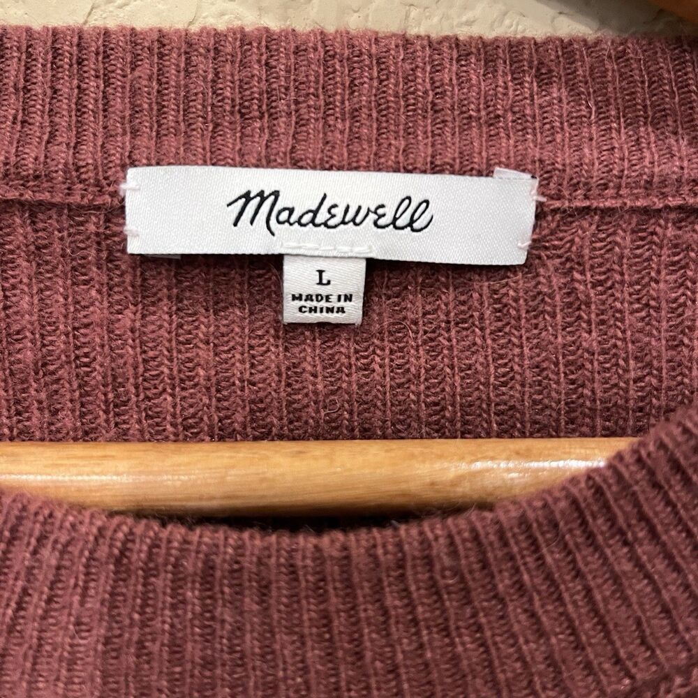 Madewell Baybrook Large Pullover Sweater Dusty Rose Stretch Womens Wool Blend - Picture 2 of 6